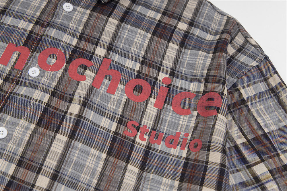 Personality Short Sleeve Plaid Shirt Men