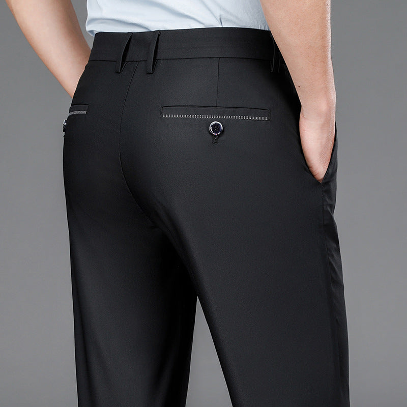 Mid-High Waist Non-ironing Thin Casual Pants