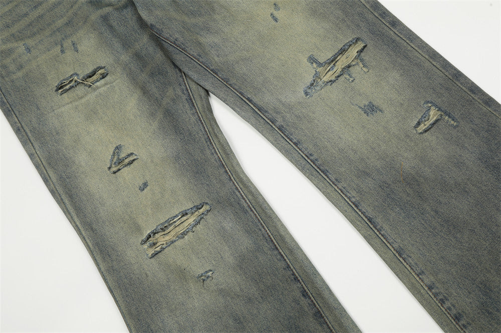 Make Old Ripped Denim Men Trousers